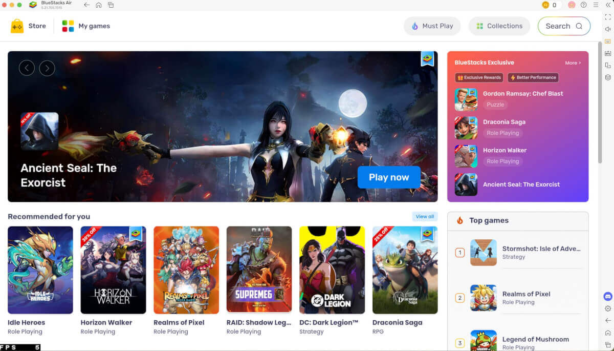 BlueStacks for Mac Home Page