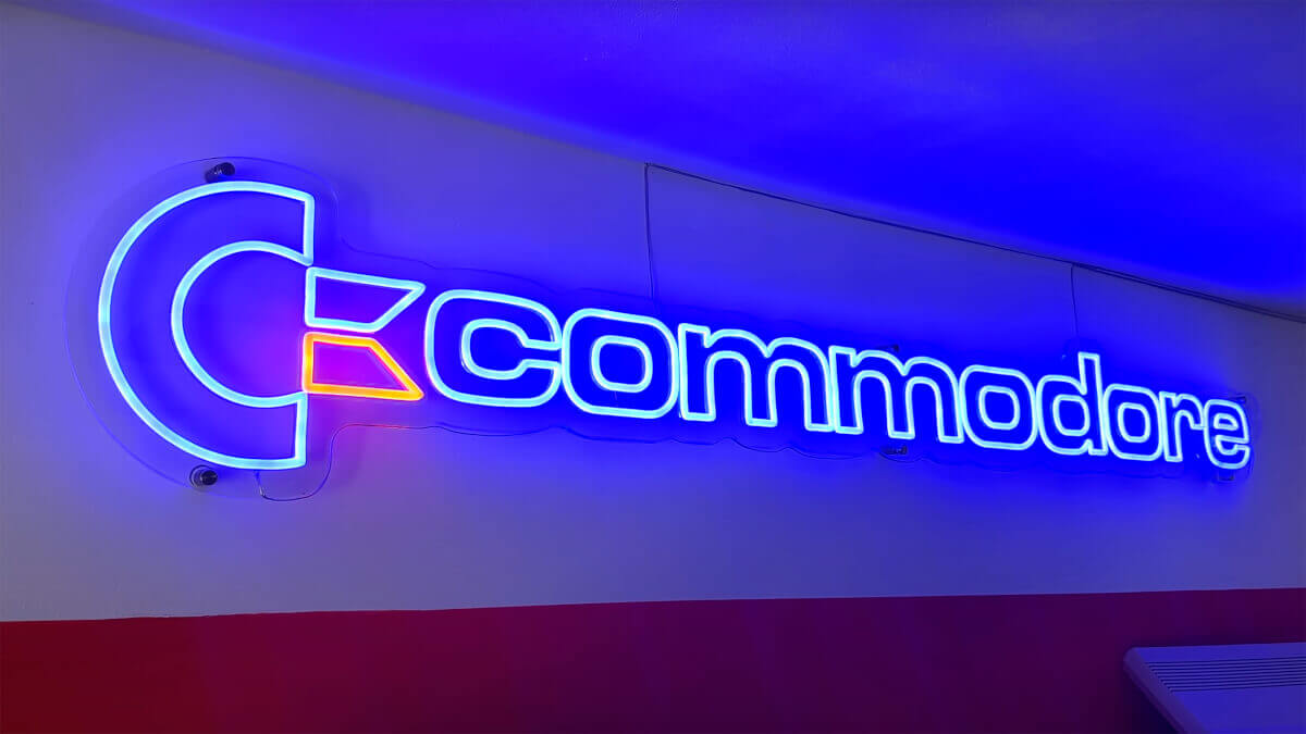 Commodore LED Sign on Wall