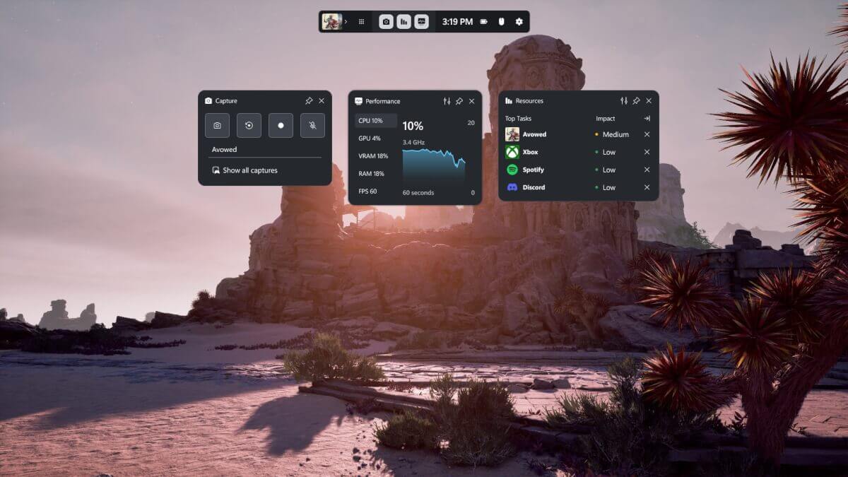 Redesigned Xbox Game Bar on Windows