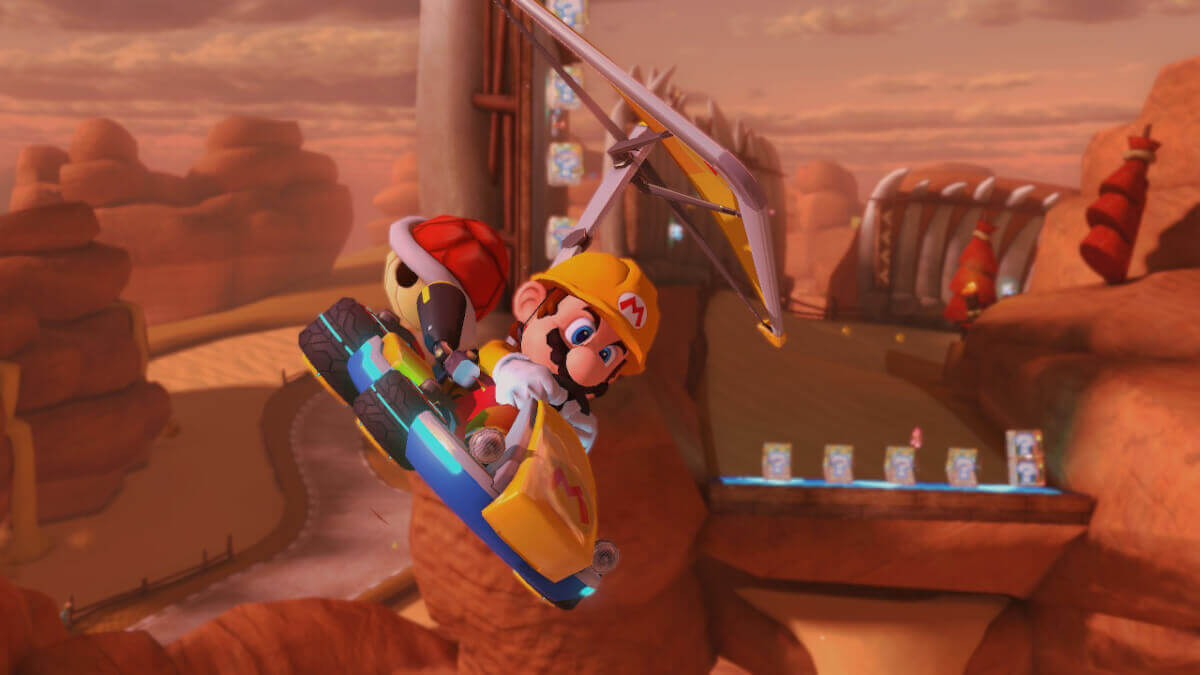 Builder Mario in Mario Kart 8 Deluxe mod by Trainiax - Retro Handhelds