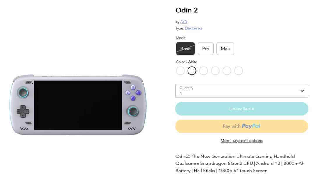 AYN Odin 2 Base Out of Stock