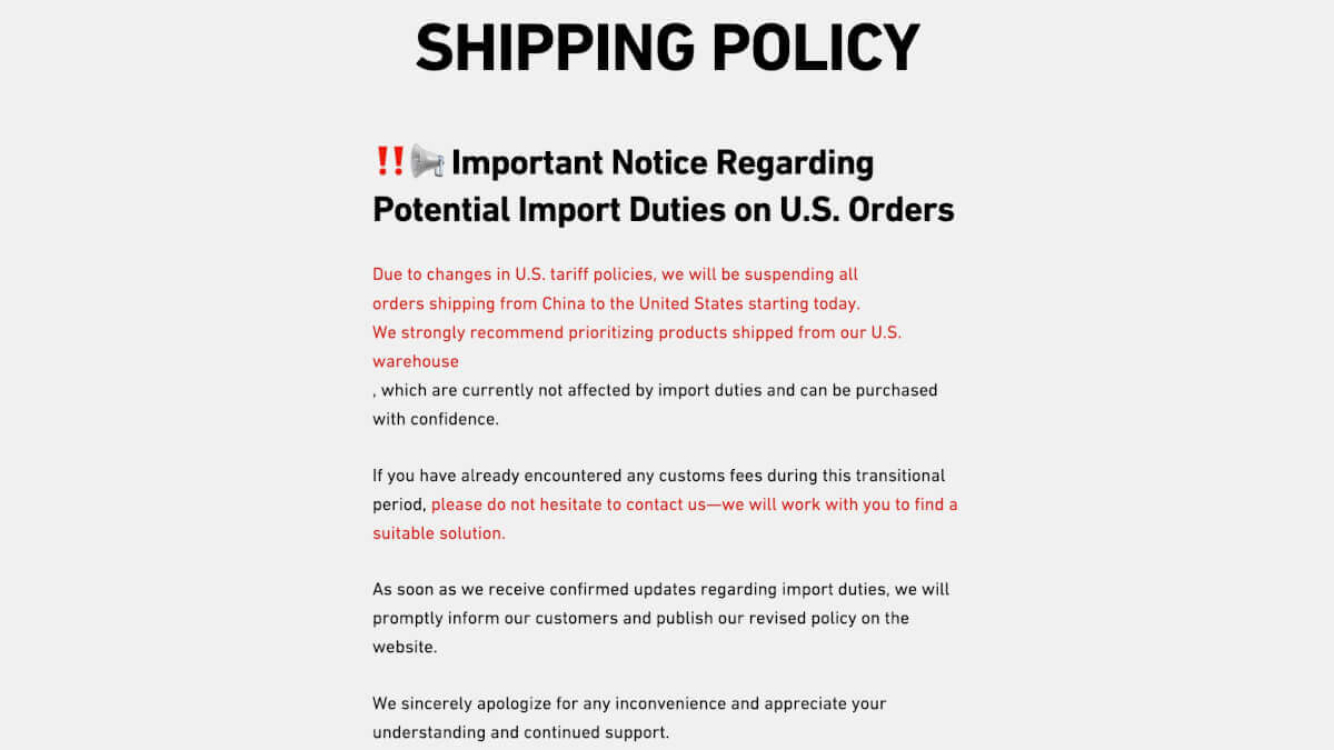 Anbernic Updated Shipping Policy