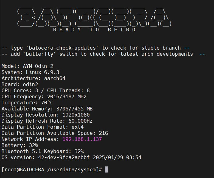 Batocera Terminal on AYN Odin 2