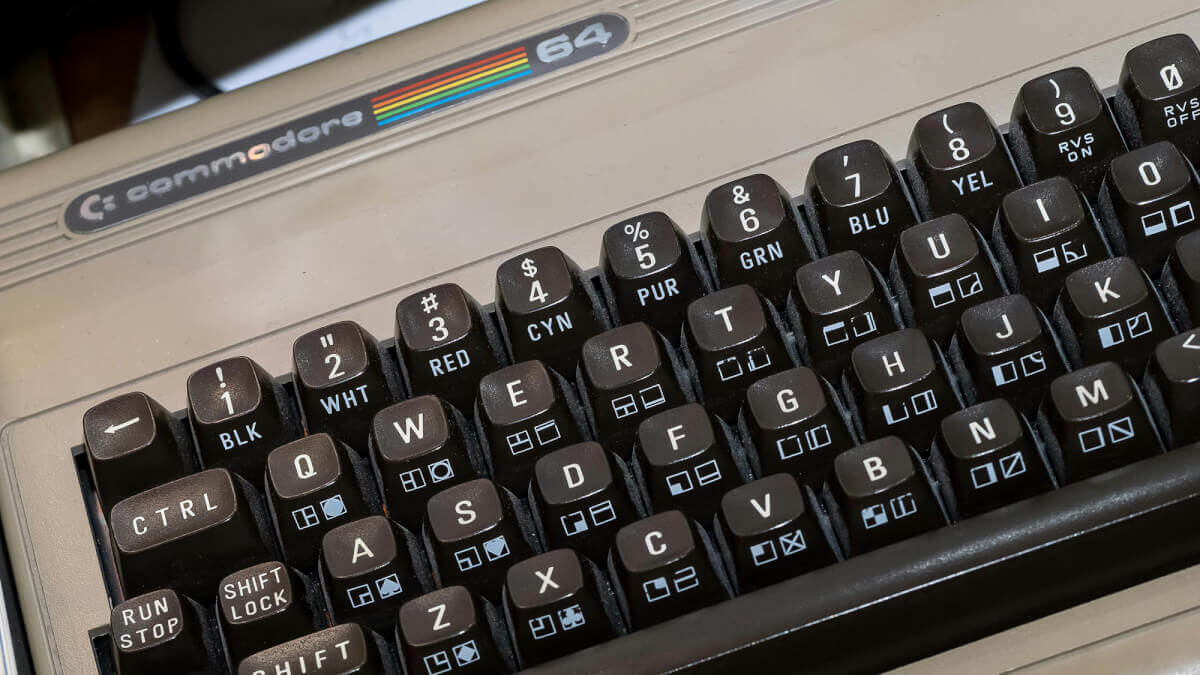 Commodore 64 keyboard and logo