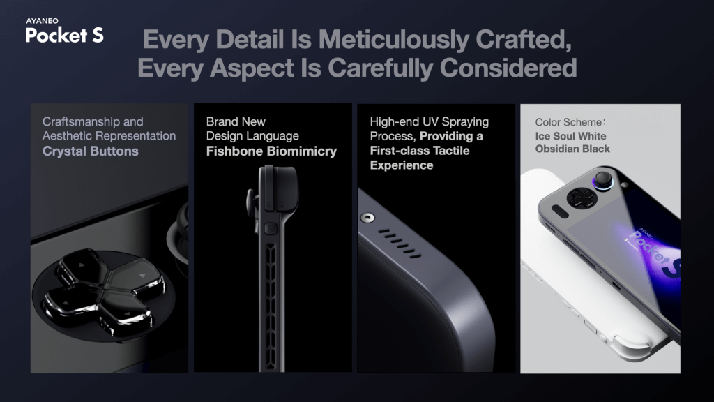 A graphic describing the various aspects of the Pocket S's design.