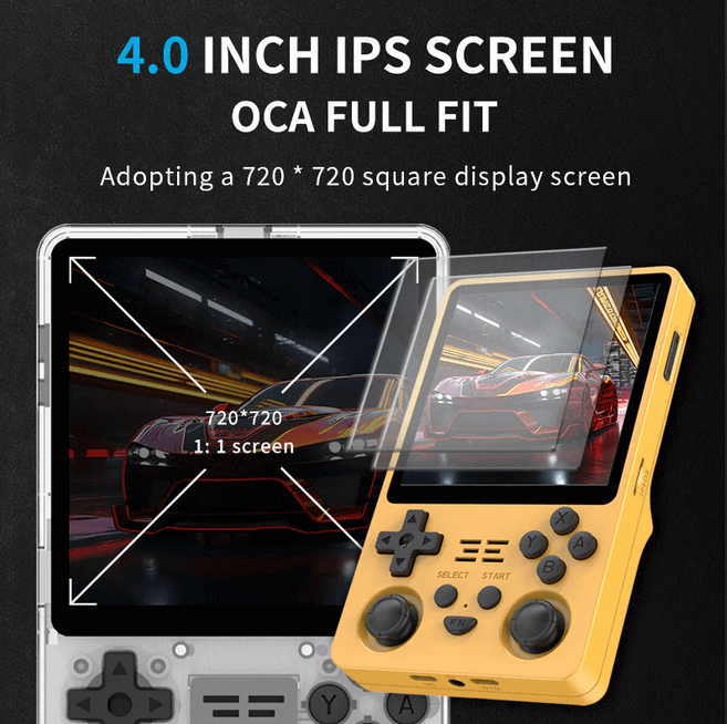 A promo image showcasing the RGB20SX's 4-inch square screen.