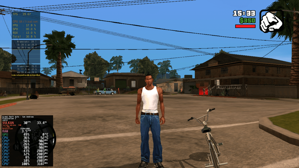 San Andreas PS3 running on Odin 2 with near-30FPS